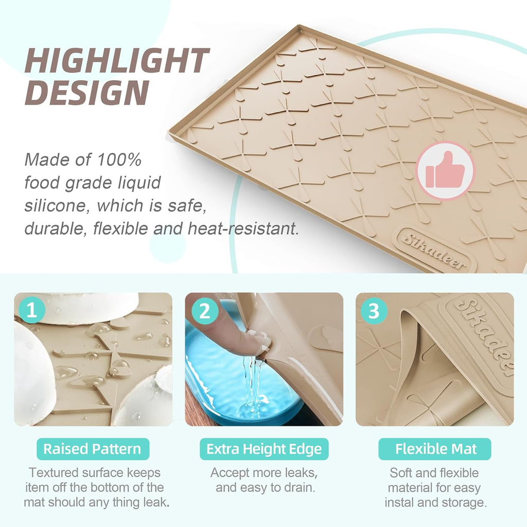 SIKADEER 28" x 22" Under Sink Mat Waterproof, Silicone Mat Kitchen Drawer Shelf and Cabinet Liner, Sink Protector for Kitchen Organizers and Storage, Boot Tray Pet Food Mats