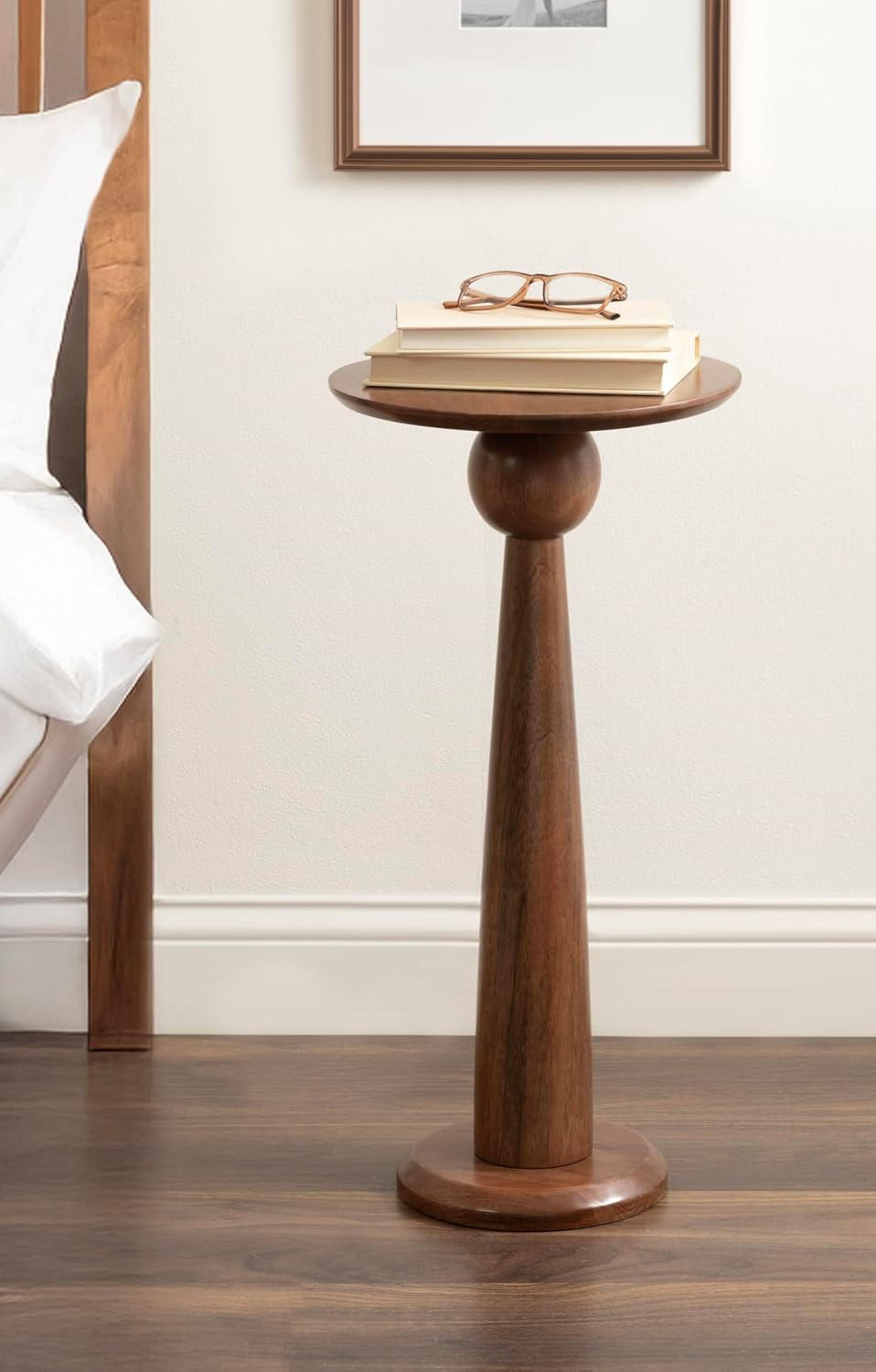 Kate and Laurel Jakob Modern Wooden Round Side Table; 12 x 24; Walnut Brown; ...