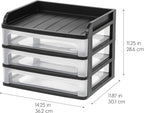 IRIS USA 3-Drawer Medium Desktop Organizer with Paper Tray, Black