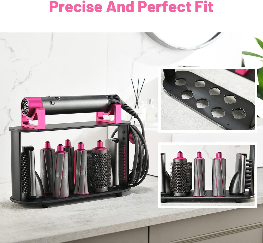 Foho Storage Holder Compatible for Dyson Airwrap Styler, 8-Holes Countertop Bracket Organizer Stand Storage Rack for Hair Curling Iron Wand Barrels Brushes Diffuser Nozzles for Home/Bedroom/Bathroom