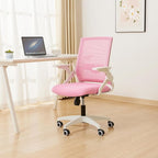 Ergonomic Office Chair Desk Chair with Adjustable Height Mesh Computer Chair Swivel Chair with Flip-up Arms and Lumbar Support Pink