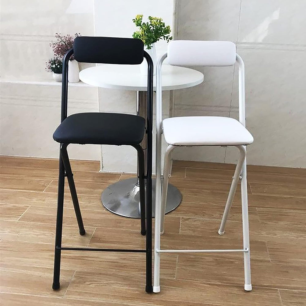 DSHOME Folding Bar Stool with Backrest,Leather Padded Counter Height Foldable...