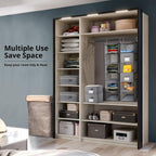 2 Pack 6 Shelves Hanging Closet Organizer with 2 Drawer, Hanging Storage with 4 Side Pockets for Clothes Shoes, 43.5"x12"x12"(Gray)