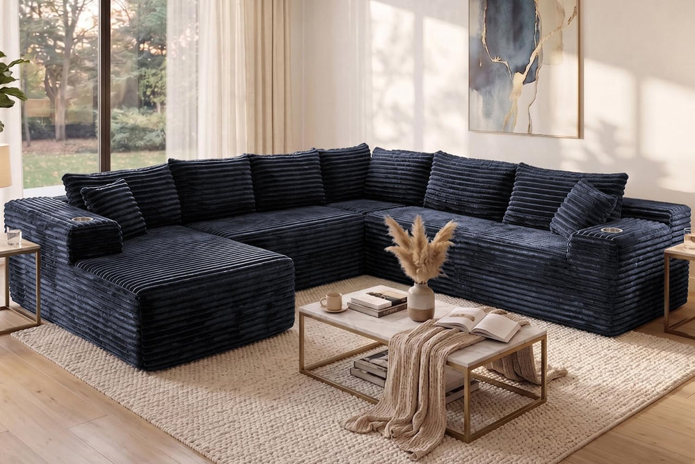 122" Oversized Cloud Sectional Couch for Living Room, 7 Seater U Shaped ...