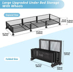 Under Bed Storage with Wheels 47.2"(L)/57.6L Large Rolling Under Bed Storage, Metal Underbed Containers on Wheels, Tool-Free Assembly Foldable Metal Underbed Drawers for Shoes Clothes Toys