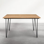 SIMPLIHOME Hunter Dining Table - 54 inch Wide Solid Mango Wood Square Dinner Table in Light Earthtone, Industrial Dining Room Table with Black Hairpin Legs and Natural Wood Grain, Seats 8