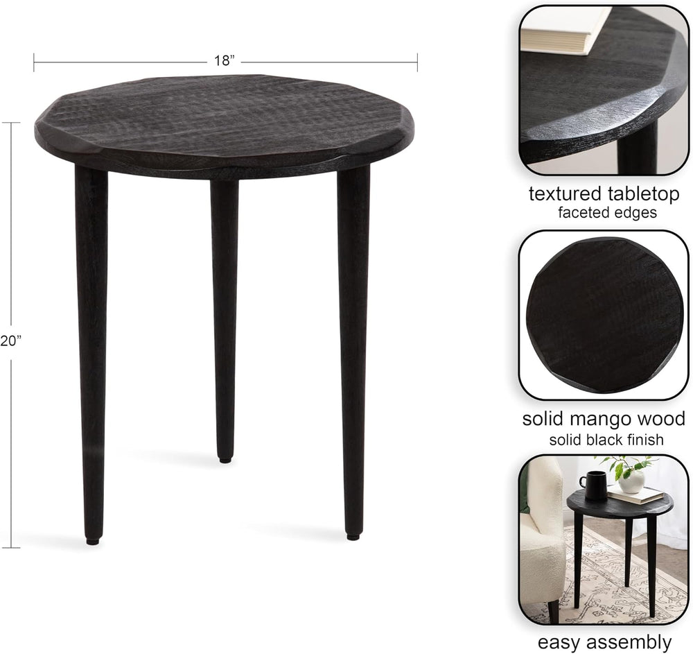 Kate and Laurel Tavares Modern Wooden Round Side Table, 18 x 18 x 20, Black, ...