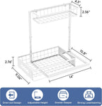 Under Sink Organizer and Storage, Height Adjustable Cabinet Organizer with Slide Out Drawer, Pull Out Under Sink Storage, Multi-Purpose 2 Tier Sink Shelves for Kitchen Bathroom Pantry (White, 1 Pack)