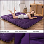 MAXYOYO Japanese Floor Mattress Futon Mattress, 4" Thicken Tatami Mat Sleeping Pad Foldable Roll Up Mat Boys Girls Dormitory Pad Kids Floor Lounger Pillow Bed, Charcoal Grey, Queen Size