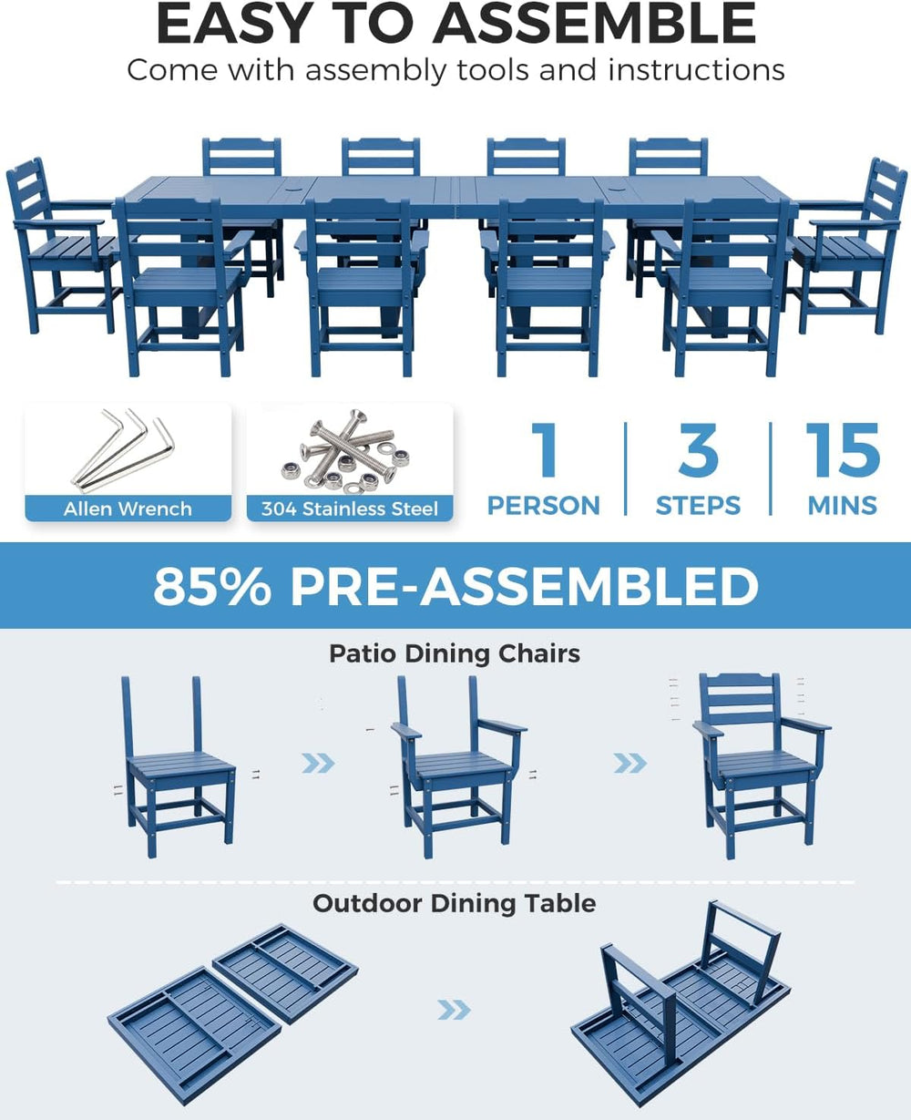 K Knowbody 12-Piece Outdoor Patio Dining Table and Chairs Set, Seats 10