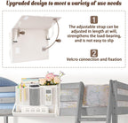 Bedside Caddy Bedside Storage Organizer Bedside Organizer with Power Strip Holder and 2 Adjustable Straps for Home Bunk Bed College Dorm Sofa (White)