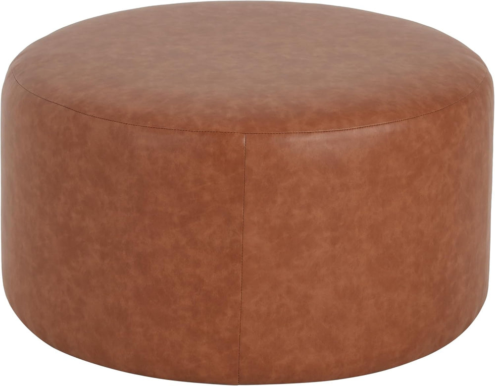 Merax 30.25" Modern Upholstered Round PU Leather Ottoman, Multifunctiona...