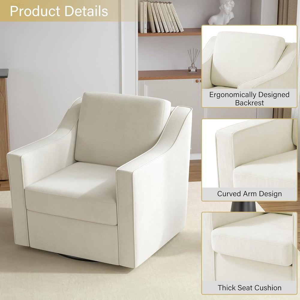 Swivel Accent Chair, Comfy Chenille Swivel Chair with Deep Seat, Upholstered ...