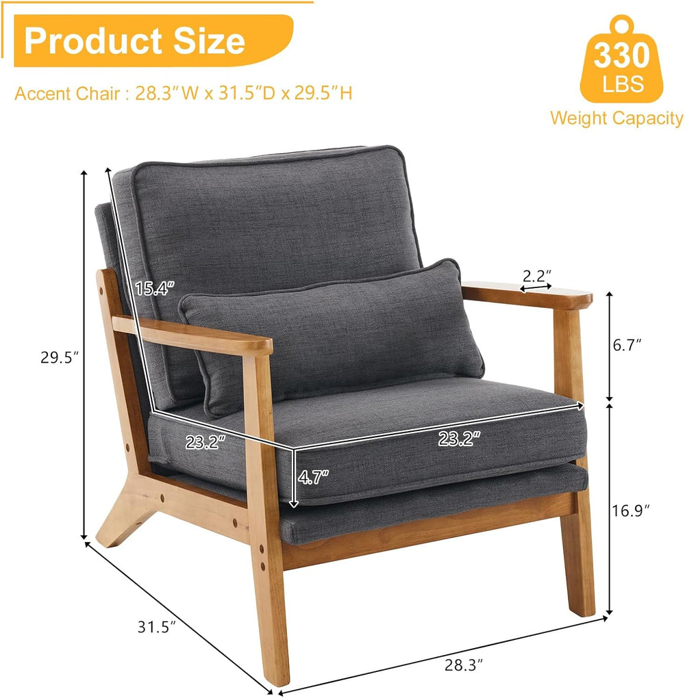Karl home Mid-Century Lounge Accent Chair, Gray