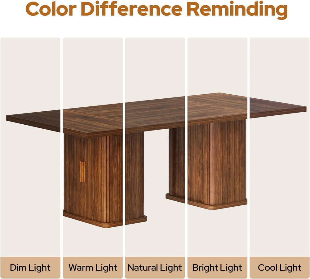 78.7" Long Rectangle Dining Table with Fluted Storage Legs for 6/8/10, F...