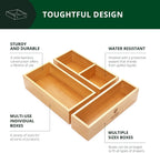 ROYAL CRAFT WOOD Luxury Bamboo Drawer Organizer Storage Box, Bin Set - Multi-Use Drawer Organizer for Kitchen, Bathroom, Office Desk, Makeup, Jewelry (3 Boxes)