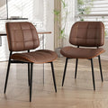 Dining Chairs Set of 2, Mid Century Modern Dining Room Chair, Upholstered Faux Leather Kitchen Chairs with Thick Cushion and Walnut Bentwood Back for Kitchen Dining Room, Coffee