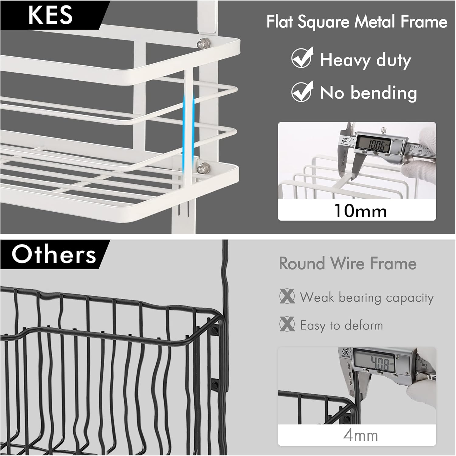 KES Ironing Board Hanger Over The Door, T-Leg Holder, for 1 3/8" Door, Metal Iron Holder White, HIR500A-WH