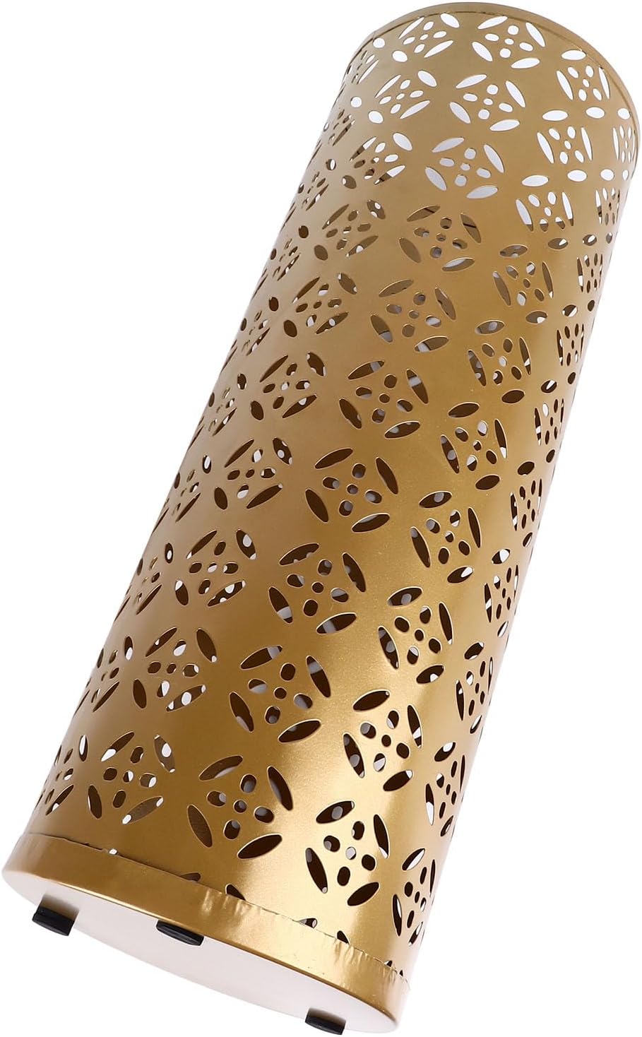 Zerodis Large Round Hollow Design Metal Umbrella Holder, Stylish Gold Finish Steel Umbrella Stand for Entryway, Home Office, and Outdoor Use (L)