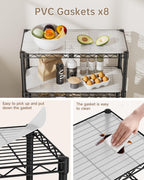 8 Tier Shelves Storage Shelf Wire Closet Bathroom Organizers Metal Pantry Kitchen Garage Shelving Unit Laundry Room Organization Home Rack Net Basket Black with Wheels 12”D X 22”W X 74.2”H