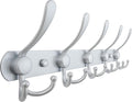 Dseap Coat Rack Wall Mounted - 5 Tri Hooks, Heavy Duty, Stainless Steel, Metal Coat Hook Rail for Coat Hat Towel Purse Robes Mudroom Bathroom Entryway, Silver