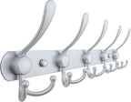 Dseap Coat Rack Wall Mounted - 5 Tri Hooks, Heavy Duty, Stainless Steel, Metal Coat Hook Rail for Coat Hat Towel Purse Robes Mudroom Bathroom Entryway, Silver