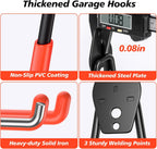 20 Pack Heavy Duty Garage Hooks,Solid Steel Wall Mount Hangers,with Anti-Slip Coating,for Hanging and Organising Ladder,Bike,Ropes,Broom,Garden,Yard and Power Tools
