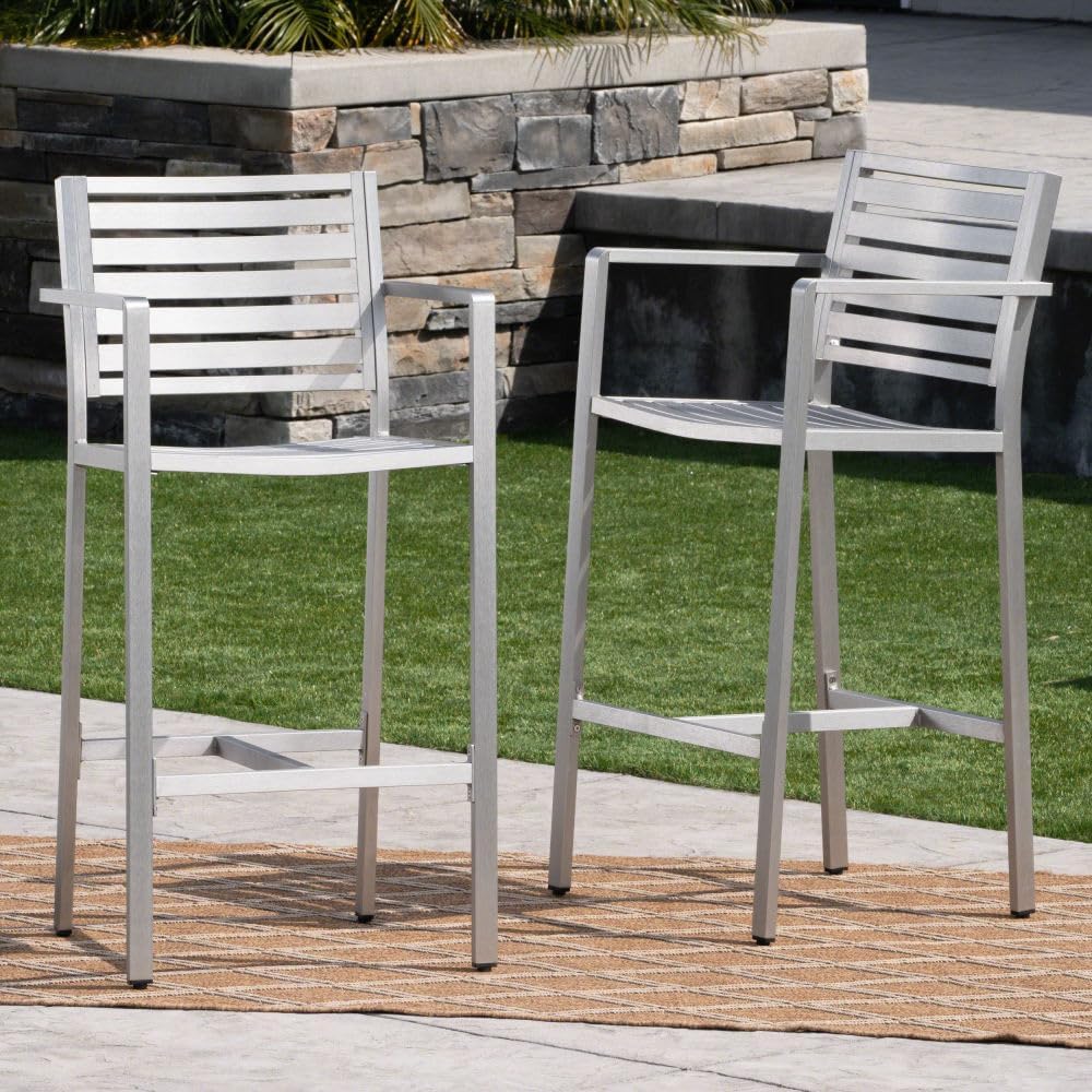 Saiveina Outdoor 29.50" Barstools with Rust-Proof Aluminum Frame, Set of...