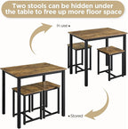 Yaheetech Industrial Dining Kitchen Table Set for 2 Breakfast Nook Table w/ 2 Stools for Dining Room Kitchen Small Space, Rustic Brown