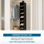 Honey-Can-Do 10-Shelf Hanging Shoe Organizer, Black - Closet Storage Rack for Shoes, Accessories & Clothes, Space Saving