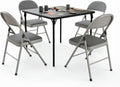 VECELO 5-Piece Folding Card Table Square and Chair Set with Collapsible Legs & Vinyl Upholstery,Portable for Indoor & Outdoor, Black & Dark Grey