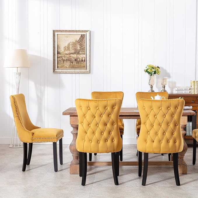 Modern Dining Chairs Set of 4, Upholstered Dining Chair with Full Back and Bu...