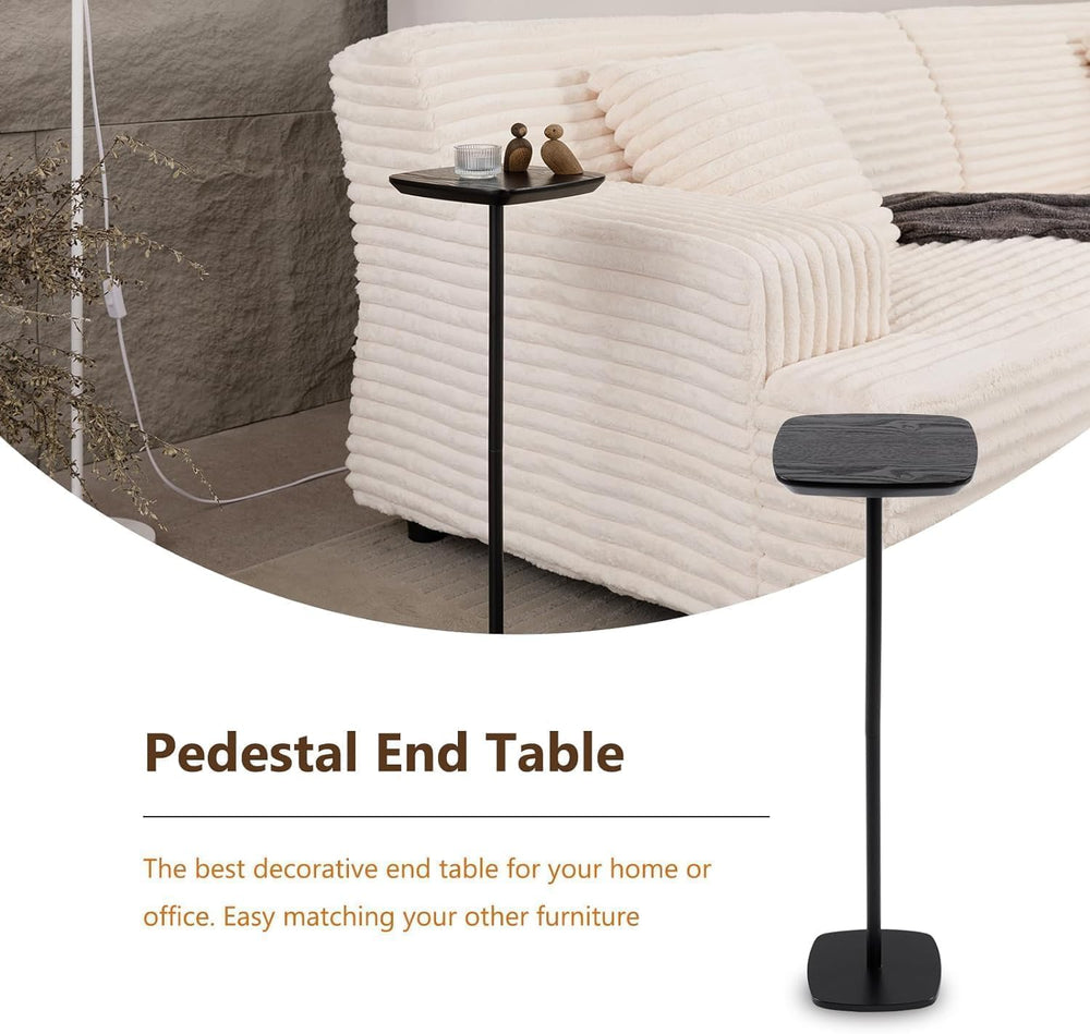 Small Pedestal Side Table Modern Compact Sofa Bedroom Drink Table Black | Com...
