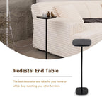 Small Pedestal Side Table Modern Compact Sofa Bedroom Drink Table Black | Compact pedestal for small spaces. Black fits sofas bedrooms. Sturdy holds drinks snacks. Light easy-move indoor side table
