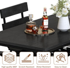 Hooseng 5-Piece Dining Table Set for 4, Counter Height Kitchen Table & 4 Bar Stools, Hightop Bar Table and Chairs Set with Storage, Farmhouse Small Dinette Set for Pub, Dining Room, Small Space