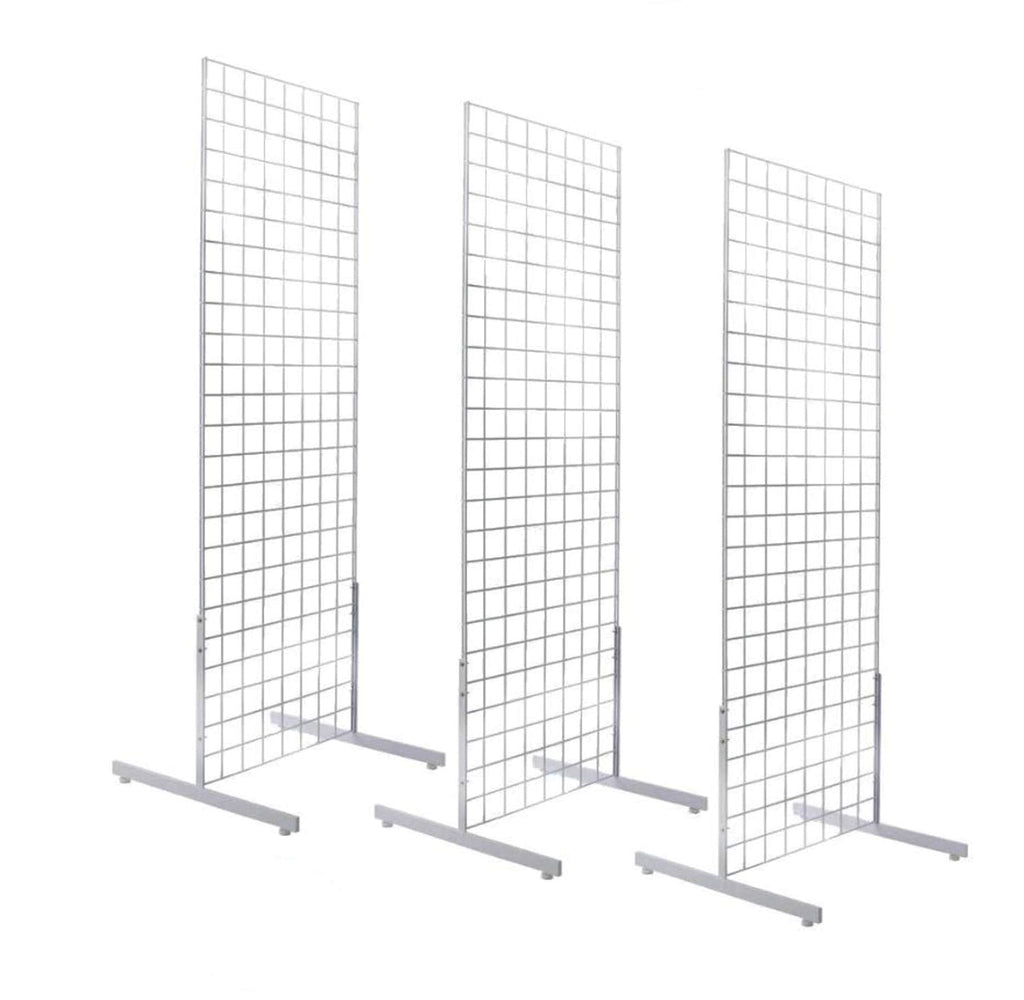 Only Hangers 2' x 6' Gridwall Panel Tower with T-Base Floorstanding Display Kit, 3-Pack White …