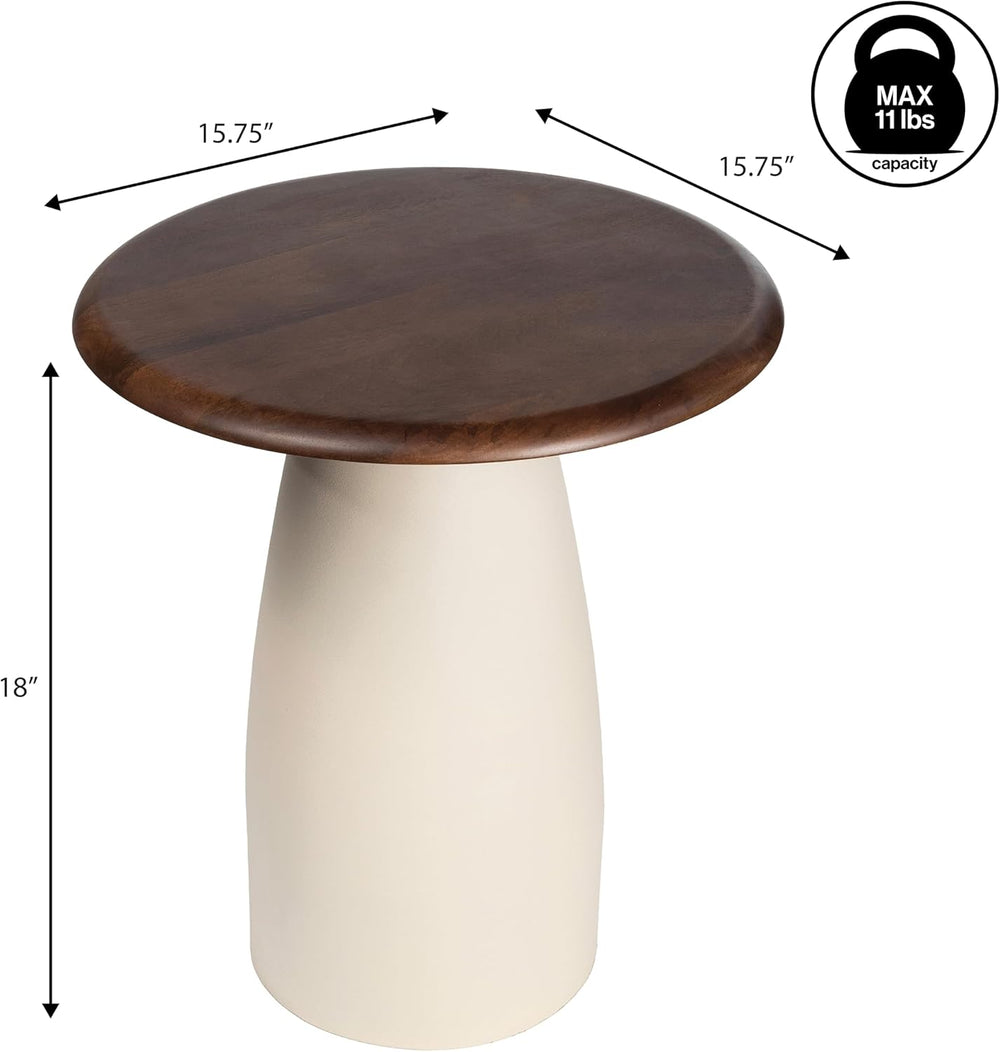 Eyely DNE5001B Athena 18" Modern Rustic Round Wood/Metal Accent Table, S...