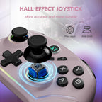 ISHAKO Wireless Gaming Controller – 1000Hz Polling, 1200mAh Battery PC Controller, Back Buttons, Hall effect Joystick, Hall Triggers, 3-Mode Triggers 2.4G&Bluetooth Controller for PC/Steam/iPhone/Android/Switch -Metallic Berry Powder