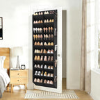 LANTEFUL Over the Door Shoe Organizer, Hanging Shoe Rack for Closet Door Shoe Storage for 30 Pairs Sneaker and Boots, Large Shoe Holder for Door with 10 Side Pockets, Space Saving, Black