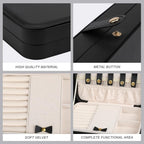 Small Jewelry Box, Travel Jewelry Case Portable Jewelry Boxes for Women, 2-Layer Mini Jewelry Travel Organizer, Gift for Women Girls,Black D