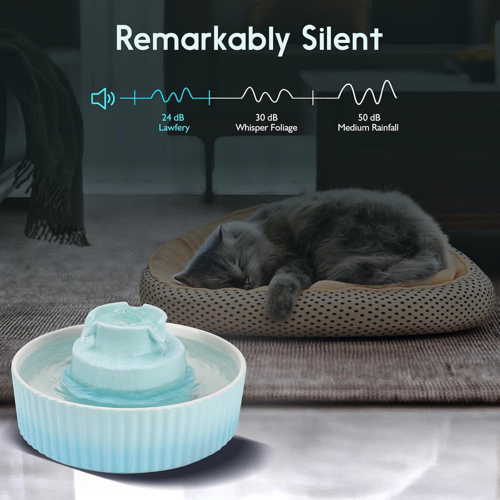 Lawfery Ceramic Cat Water Fountain, 2.1L/71oz Cupcake Pet Fountain