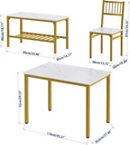 Teraves Dining Table Set for 4, Kitchen Table and 2 Chairs with Bench | 4 Piece Dining Table Set for Small Space, Apartment, Space-saving Dining Room Set with Storage