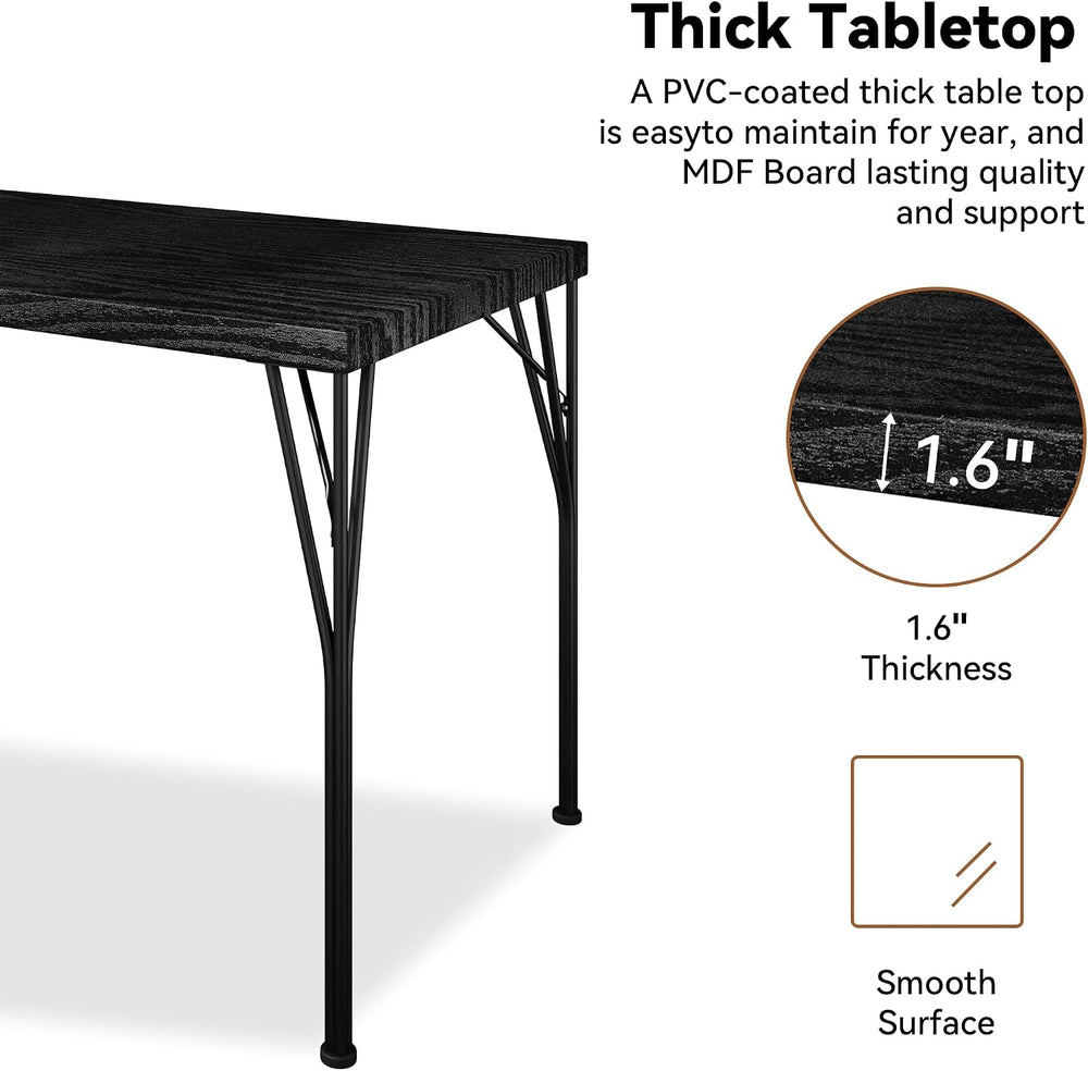 Dining Table Set for 4 with 1.6" Thick Tabletop, 5-Piece Kitchen Table S...