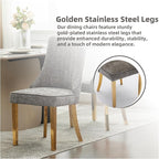 Dining Chairs Set of 6，Modern Channel Tufted Upholstered Dining Chairs with Golden Stainless Steel Legs, Comfortable Chenille Fabric Kitchen Chairs for Dining Room (Grey, 6pc)