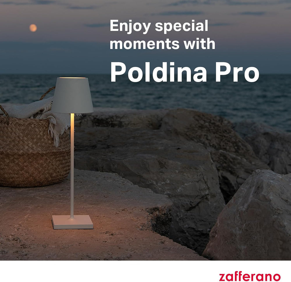 Zafferano, Poldina Pro Lamp, Rechargeable Cordless Table Lamp with Touch Cont...