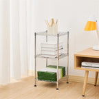 Three-Layer Kitchen Storage Rack, Floor-Standing Multi-Layer Storage Shelf, Household Bathroom Balcony Metal organizing Rack, no-Installation Adjustable Multifunctional Storage Rack