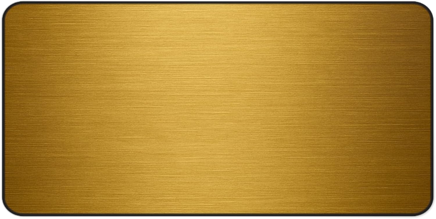 Brushed Metal Texture Desk Mat - Extended Mouse Pad & Desk Pad, Neoprene Surface, Non-Slip Rubber Base, Stitched Edges, Desk Protector for Keyboard & Mouse (Gold, 16x32)