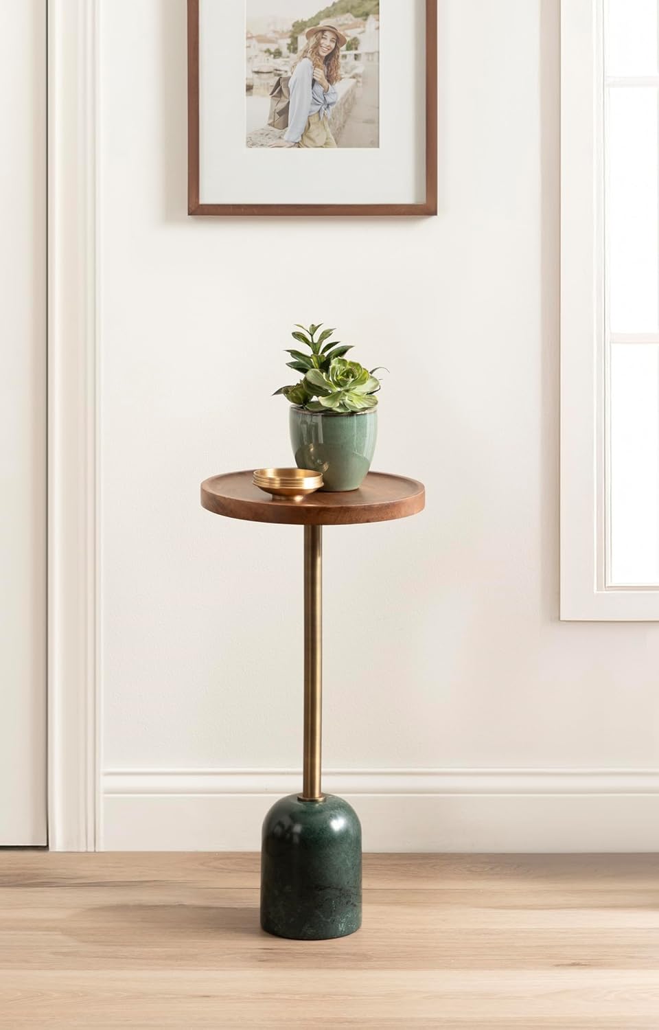 Kate and Laurel Shorrock Round Mango Wood Side Table, 12 x 12 x 24, Walnut Br...