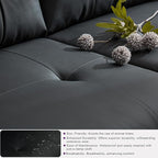 TYBOATLE Sofa Couch 61" Small Loveseat Couches for Living Room, Black Faux Leather Couch Mid Century Modern Tufted Mini Sofa Comfy Office 2 Seat Settee Love Seat Couches for Small Spaces Bedroom