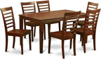 East West Furniture CAML7-MAH-W 7 Piece Dining Table Set Consist of a Rectangle Wooden Table and 6 Dining Room Chairs, 36x60 Inch, Mahogany